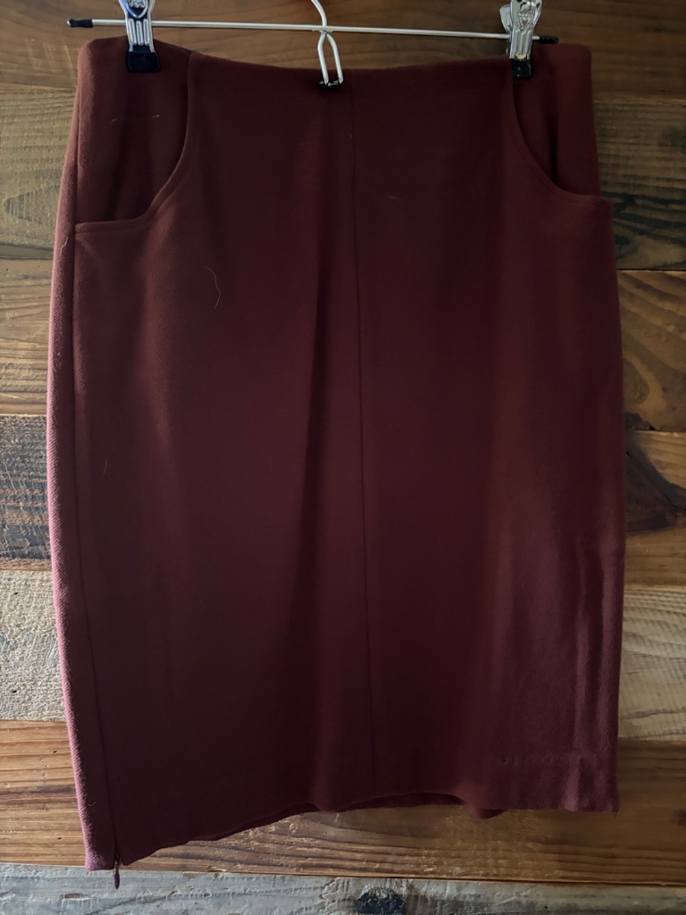 CAbi Burgundy Pencil Skirt with Front Seam